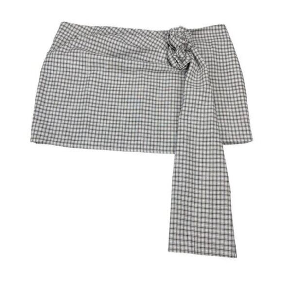 Lioness Hills Vintage Blue Linen Mini Skirt XL - Picture 6 of 9